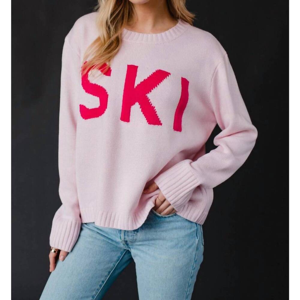 NEW PANACHE APPAREL ski crewneck sweater in light pink
